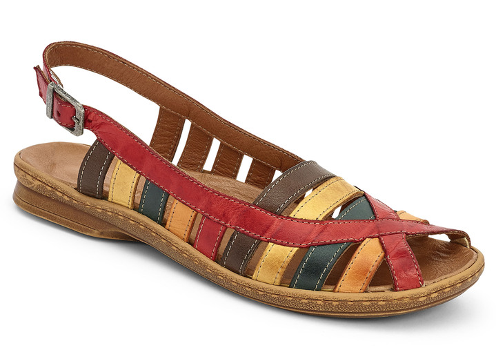 Sandaletten & Pantoletten - Freche Riemchen-Sandalette in 2 Farben, Weite G, in Größe 036 bis 042, in Farbe ROT-BUNT