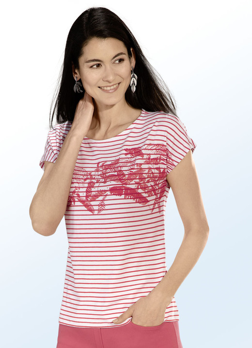 - Shirt mit Kontrast-Motiv, in Größe 040 bis 048, in Farbe WEISS-KORALLE