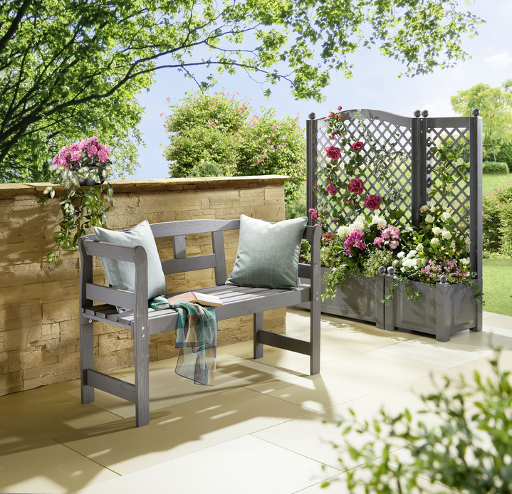 Gartenmöbel - Bank aus Pinienholz, in Farbe GRAU Ansicht 1