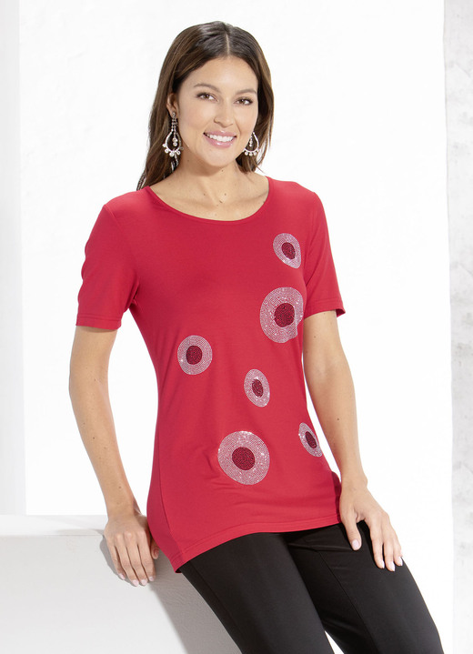 - Shirt mit Rundhalsausschnitt in 2 Farben, in Größe 044 bis 050, in Farbe ROT Ansicht 1