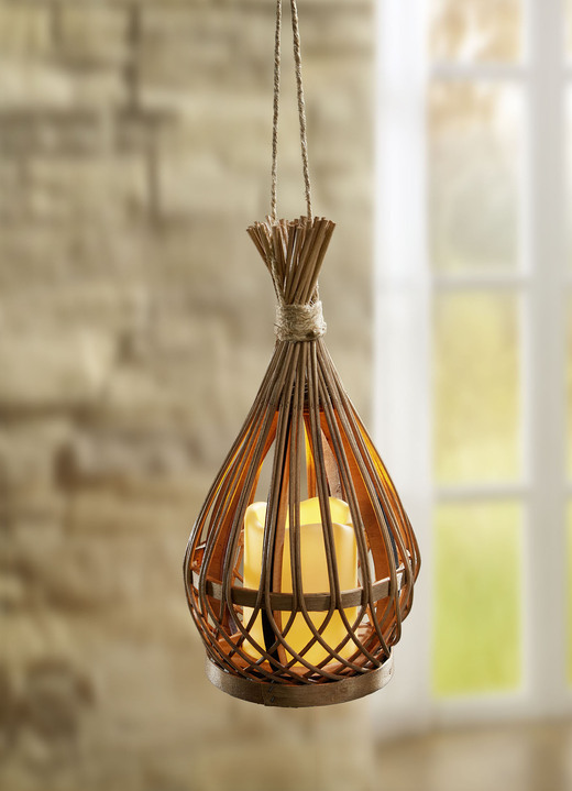 Wohnaccessoires - LED-Windlicht in Rattan-Korb, in Farbe BRAUN