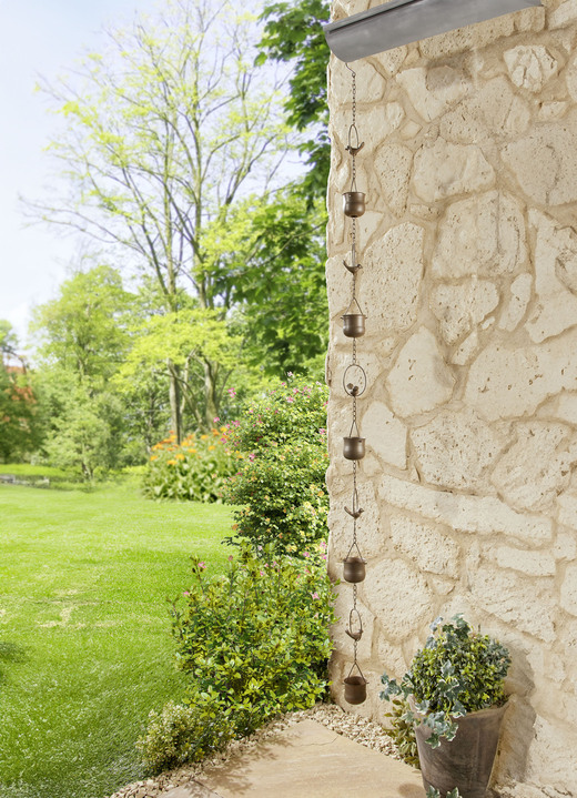 Gartendekoration - Regenkette mit Schälchen, in Farbe BRAUN Ansicht 1