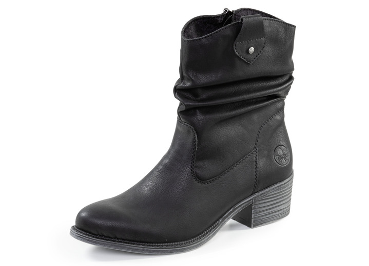 Stiefel & Stiefeletten - Rieker Western-Stiefelette aus weichem Synthetikmaterial mit Raffung, in Größe 036 bis 042, in Farbe SCHWARZ Ansicht 1