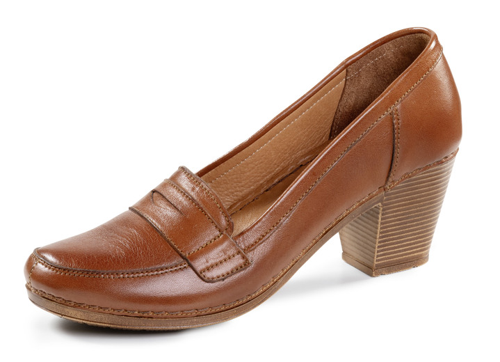 Pumps & Ballerina - Gemini Pumps aus teilweise schattiertem Rind-Nappaleder, in Größe 036 bis 042, in Farbe COGNAC Ansicht 1