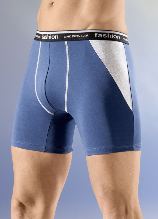 Pants & Boxershorts - Viererpack Pants mit Elastikbund, in Größe 005 bis 011, in Farbe 2X BLAU-GRAU MELIERT, 2X SCHWARZ-GRAU MELIERT Ansicht 1