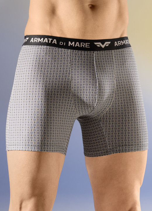 Pants & Boxershorts - Dreierpack Pants mit Elastikbund, in Größe 005 bis 011, in Farbe 2X GRAU-BEIGE-SCHWARZ, 1X UNI SCHWARZ