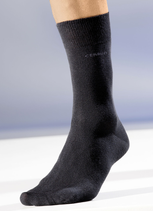 Strümpfe - Sechserpack Socken mit gedoppeltem Komfortbund, in Größe 001 (Schuhgröße 39-42) bis 002 (Schuhgröße 43-46), in Farbe 6X SCHWARZ Ansicht 1