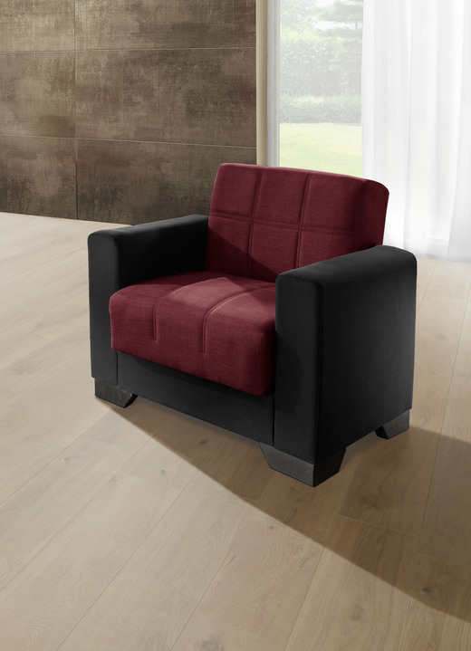 Polstergruppen - Moderne Polstermöbel , in Farbe SCHW.-BORDEAUX, in Ausführung Sessel Ansicht 1