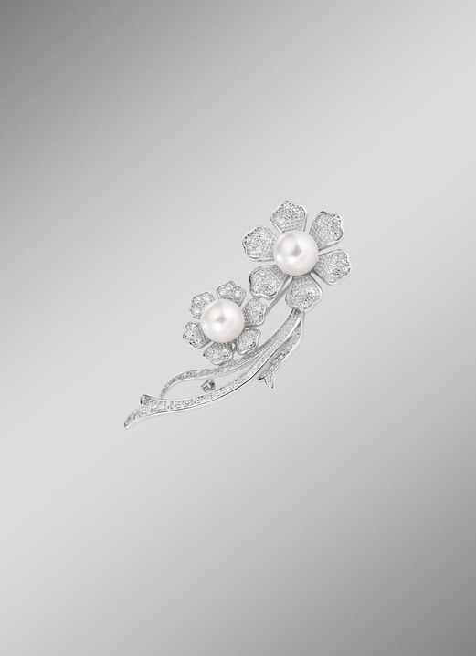 Accessoires - Anstecknadel im Blumendesign mit Süßwasser-Zuchtperlen, in Farbe  Ansicht 1