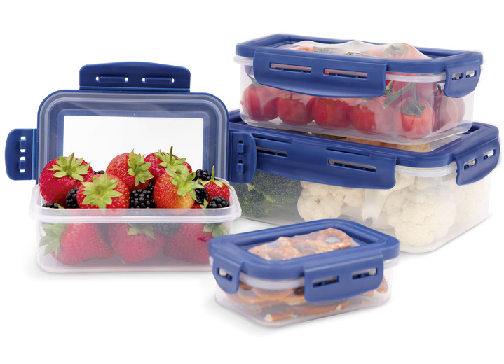 Küchenhelfer - Livington Flex and Fresh Frischhalte-Set, in Farbe BLAU, in Ausführung Frischhaltedosen-Set, 4-tlg