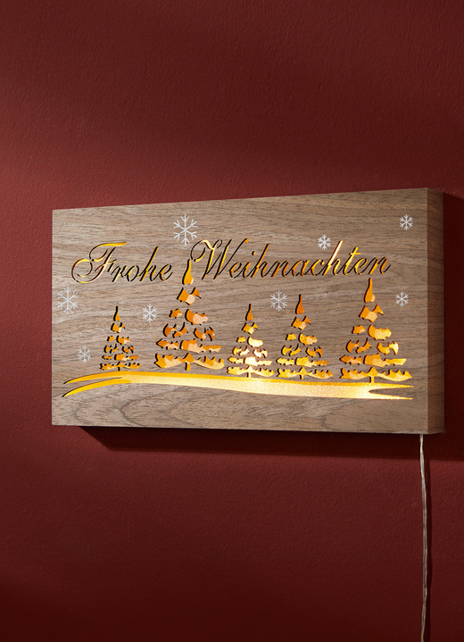 Weihnachtliche Dekorationen - Beleuchtete Holz-Dekoration, in Farbe BRAUN